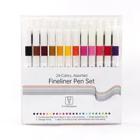 Bolígrafos de línea fina de punta de precisión, tinta a base de agua, 24 colores vibrantes, 0,4mm