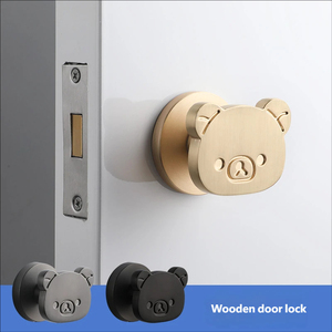 Cerradura de Seguridad Oculta para Habitación Infantil, Diseño de Oso Feliz, Aleación de Zinc, con Manija de Animal de Dibujos Animados, Paquete Personalizado - Product Image 3
