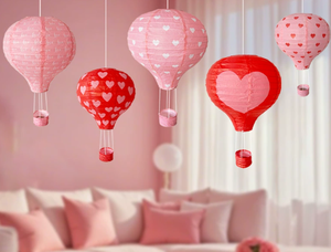 DAMAI Valentine's Day Decoration Wedding Themed Party Supplies Disposable <b>Red</b> and Pink Hot Air Balloon Shaped <b>Paper</b> Latern - Product Image 1
