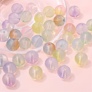 Mais barato 10mm Vidro Colorido Transparente Rodada Beads Acessórios Mulheres Jóias Para DIY Pulseira Colar Charme Fazendo Atacado