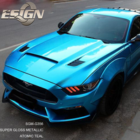 Vinilo para Envolver Autos Azul Oscuro Mate, Metálico Súper Brillante, Color Verde Atómico, Económico