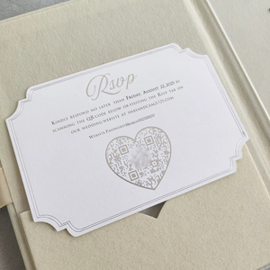 Cream Velvet <b>Wedding</b> Book Invite Emboss Floral Acrylic Custom Name <b>Ribbon</b> Luxury <b>Wedding</b> - Product Image 3