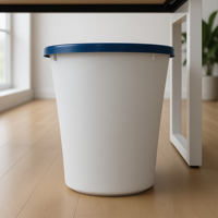 Plastikklammer-Ringmülleimer ohne Deckel aus PP-Material, Weiß, Modell 04, 26,5 cm Durchmesser x 29,5 cm Höhe, für Toilette, Bad, Büro, Abfall
