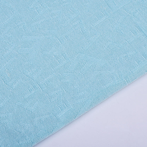 Light <b>Blue</b> Square Jacquard 100% Polyester Knit Fabric Quick Dry Breathable Sport Tee Kids Clothing Wholesale - Product Image 4