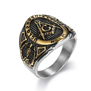 Custom design goud kleur vrijmetselaar ringen rvs mannen vrouwen sieraden cadeau voor vader