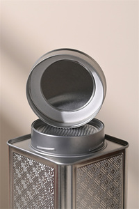 Boîtes en fer <span class=keywords><strong>blanc</strong></span> soudées carrées rouges de qualité alimentaire (100x100x140mm) Bouchon à vis adapté aux grains de café, aux grains de cacao, aux haricots blancs - Product Image 2