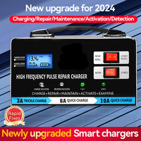 Pengisi daya baterai mobil cerdas LCD 12V/24V 10A kualitas tinggi untuk sepeda motor isi daya cerdas baterai GEL AGM asam timbal