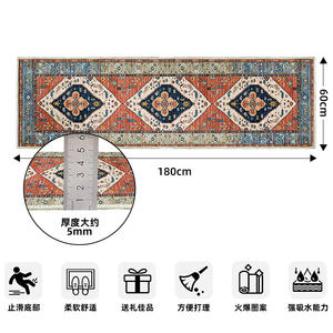 Tapis de couloir patchwork rectangulaire en fibre de polyester lavable pour usage domestique, tapis d'entrée en peluche courte antidérapant TPR, longue bande - Product Image 4