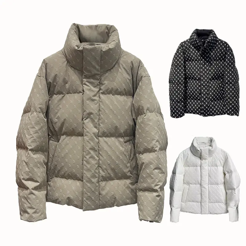 Bolha de inverno para homens, bolha grande personalizada do logotipo do oem impresso 3d padrão à prova d' água quente plus size puffer casual jaqueta para inverno