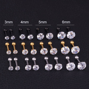 Pendientes de tuerca con diamantes de imitación para mujer/<span class=keywords><strong>hombre</strong></span>, cartílago del trago, piercing de lóbulo estándar, regalo de joyería - Product Image 2