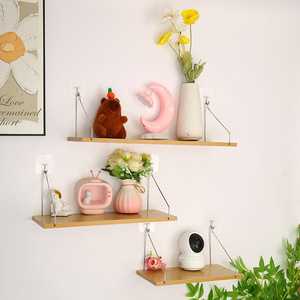 Étagère murale Yixin en bois massif, type crochet, sans perçage, style moderne minimaliste, pour cuisine et salon - Product Image 1