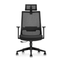 Chaise de bureau ergonomique moderne et confortable avec appui-tête réglable, accoudoirs fixes, design pivotant en maille pour la maison, le bureau et l'école