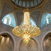 Mosquée traditionnelle grande décoration intérieure lustre en cristal dans le style multicouche église pendentif éclairage plafonniers de luxe