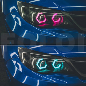 ไฟหน้าปรับโฉมใหม่80มม. LED RGBW Angel Eye HEX แสง DRL Halo Ring การควบคุมด้วย BT APP - Product Image 2