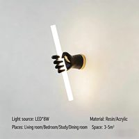Lampes de table en résine LED noires en forme de main, style nordique moderne minimaliste, pour hôtels et salons, vente en gros et personnalisation