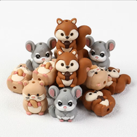 Perles en silicone 3D personnalisées en forme d'animaux, qualité alimentaire, motif dessin animé (hamster, écureuil), perles focales pour chaîne de sucette DIY, stylo perlé, porte-clés