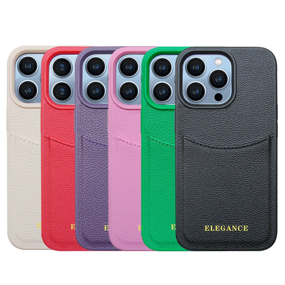 Custom Logo Real PU Luxury Leather Phone Case For Iphone 14 13 12 11 Pro Max X/Xs Max With Card Holder Phone Cover wholesale