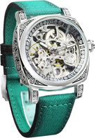 Montre mécanique automatique squelette dorée pour homme, bracelet en acier inoxydable sculpté rétro, montre-bracelet ajourée pour gentlemen