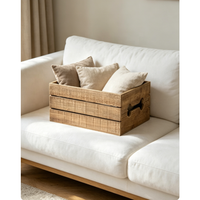 Caisse de rangement en bois vieilli style vintage, boîte organisatrice en bois à lattes avec ouverture supérieure et poignées latérales pour la maison