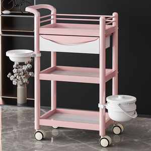 Chariot de rangement roulant en plastique avec tiroir et 4 roues, organisateur polyvalent pour salon de beauté, spa, salle de bain, chambre à coucher - Product Image 5