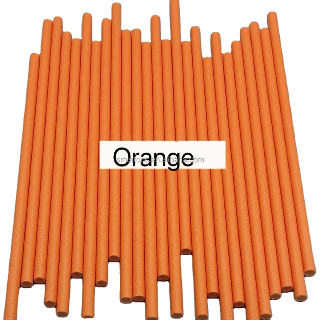 Smartops Disposable Orange & Pink 6mm & 8mm Paper Straws-Recyclable & Biodegradable