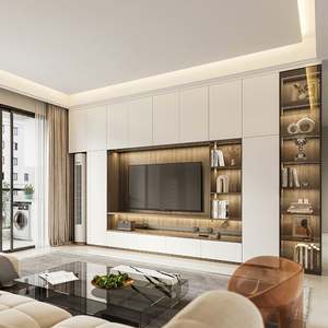 Wooden <b>Tv</b> Cabinet and <b>Modern</b> <b>Stand</b> Set for Cohesive Living Room Furniture Arrangement - Product Image 4