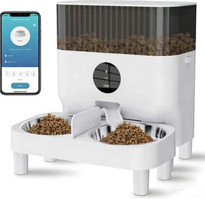 Comedero Automático para Mascotas con WiFi para 2 Mascotas, Capacidad <span class=keywords><strong>de</strong></span> 5L, Altura <span class=keywords><strong>de</strong></span> Recipiente Ajustable, Comedero Inteligente para <span class=keywords><strong>Perros</strong></span> y Gatos con 2 Recipientes <span class=keywords><strong>de</strong></span> Acero Inoxidable - Product Image 4