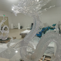 Sculpture de dragon chinois en résine transparente, décoration intérieure pour salon, statue de dragon en acrylique transparent, art oriental, décoration de la maison