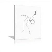Tableau mural en toile de lin encadré 70x100cm Noir et Blanc Art linéaire minimaliste moderne Femme Impression Giclée pour Décoration de Bureau