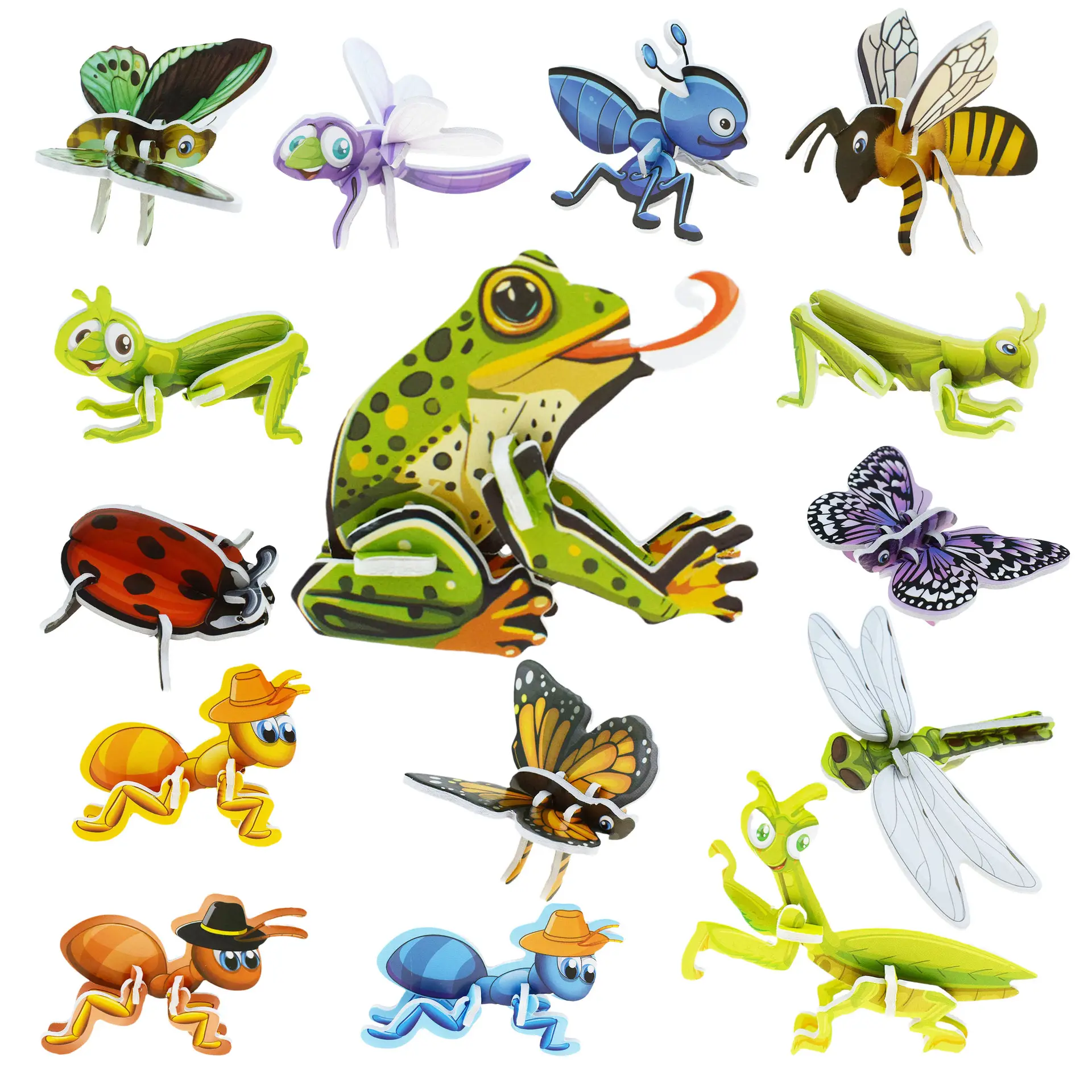 Yeni ürün sevimli karikatür böcek kelebek tasarım erken eğitim yap-boz hayvanlar 3d bulmaca