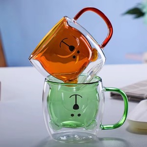 Taza de té de vidrio de color de doble capa para elaboración diaria de té ecológico de estilo clásico de 340ml, platillos con mango en forma de estrella brillante para té - Product Image 5