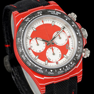 Montre-bracelet chronographe de luxe NTPT en carbone rouge, cadran rond contrastant, squelette automatique, pour homme, modèle Victory Lap Timepiece - Product Image 2