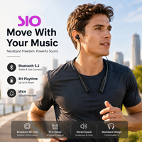 Écouteurs sans fil intra-auriculaires à tour de cou pour le sport, la course et la gym, avec crochet d'oreille, légers (26g), autonomie longue durée (11h) et temps de conversation prolongé
