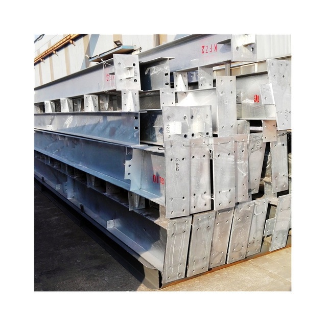 Hot Dipped Galvanized Light Steel Components Welded H Shape Columns Beams Low Cost Prefab Steel Workshop with Cutting Service