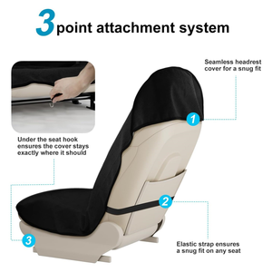<span class=keywords><strong>Serviette</strong></span> de voiture en microfibre personnalisée, <span class=keywords><strong>serviette</strong></span> de plage avec fixation à 3 points, absorbant la transpiration, protection universelle pour siège de voiture - Product Image 2