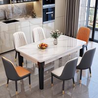 Mesa de Comedor Moderna de Roble Ecológico, Mesa de Comedor de Madera, Mesa de Comedor de Cocina de Piedra Sinterizada con Capacidad para 6 Personas