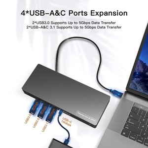 14 cổng Docking Station <span class=keywords><strong>4</strong></span> màn hình HDTV * 2 dp * 2 Adapter kép 4K @ 60Hz <span class=keywords><strong>USB</strong></span> C máy tính xách tay HUB cho Windows MacBook Pro DisplayLink - Product Image 6