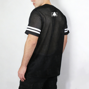 Camiseta de hombre transpirable de malla con cuello en V y manga corta a rayas, estilo oversize, informal, para verano - Product Image 5