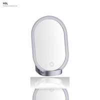 Miroir de maquillage LED ovale pliable avec variateur tactile, lumière à 3 couleurs, mémoire, arrêt automatique, rechargeable Type-C 1000 mAh, miroir HIPS