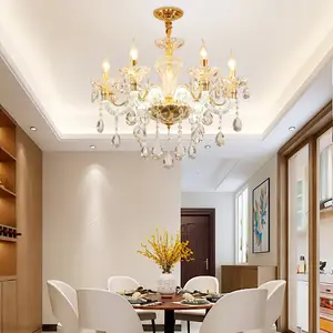 Trending Indoor Lighting Chandelier Dinning Room European Custom Ceiling Cognac Crystal Chandeliers