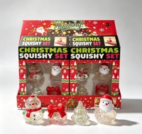Lot de 4 jouets squishy de Noël scintillants : Père Noël, Bonhomme de neige, Sapin, Cloche – Doux, transparents, sensoriels, anti-stress, pour le soulagement du stress et les cadeaux
