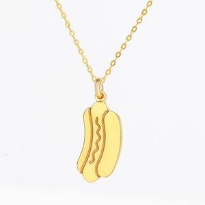 Collana in Acciaio Inossidabile con Ciondolo a Tema Cibo: Pizza, Hotdog, Baguette, Pane Lievitato, Divertente e Delicata, OEM - Product Image 1