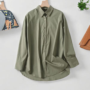 Camisa de Mujer ZATRHMBM, Nueva Moda 2024, Cómoda, de Algodón, Retro, con Solapa, Manga Larga, Color Sólido, Casual, con Botones, para Primavera - Product Image 3