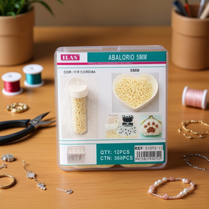 Perline ILAN da 5mm color crema per artigianato e creazione di gioielli - Product Image 2