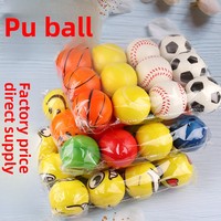 6.3 CM bleu maille Baseball PU mousse balle anti-stress pour Smiley visage balle élastique fournisseur transfrontalier fabricant Sports promotionnels
