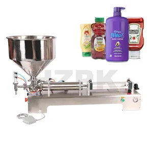 HZPK 30-300ml Single Head Semi Automatic Peanut Butter Beverage Gel Jam Paint Essential Oil Paste Liquid Filling Machine Bottle