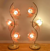 Lampe de table moderne flexible Lotus LED en fer et verre, à intensité variable et température de couleur multiple, pour salon, chambre, bureau