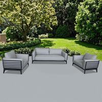 Nouveau Design Salon de Jardin d'Extérieur Moderne, Canapé Lounge de Luxe en Aluminium 3 Places pour Terrasse et Cour