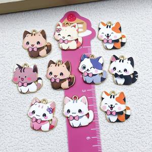Abalorios de gato esmaltados de Metal coloridos para la fabricación de joyas DIY, abalorios de gato pequeño, pendientes, collar, pulsera, colgante, manualidades DIY - Product Image 2
