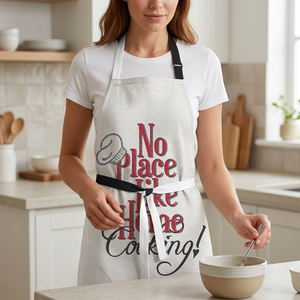 Delantal de Cocina Personalizado con la Frase "No Place Like Home" y Cuello Ajustable - Ropa de Trabajo Cómoda para Cocina y Restaurante - Product Image 1